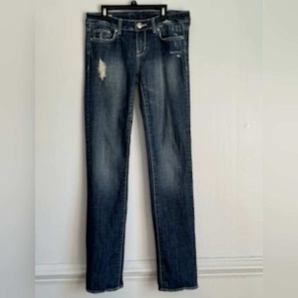 Buffalo David Button Women Straight Jeans Size 28 Embroidered Pockets Mid rise